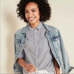 Old Navy “The Tunic Shirt” Long Sleeved Button Up Collared Striped Size Small